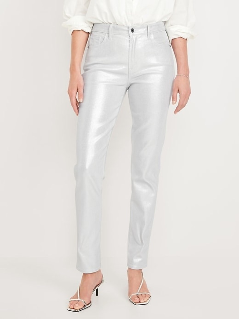 NWT New Old Navy Silver Sparkle Jeans Vintage Slim Plus Size 18